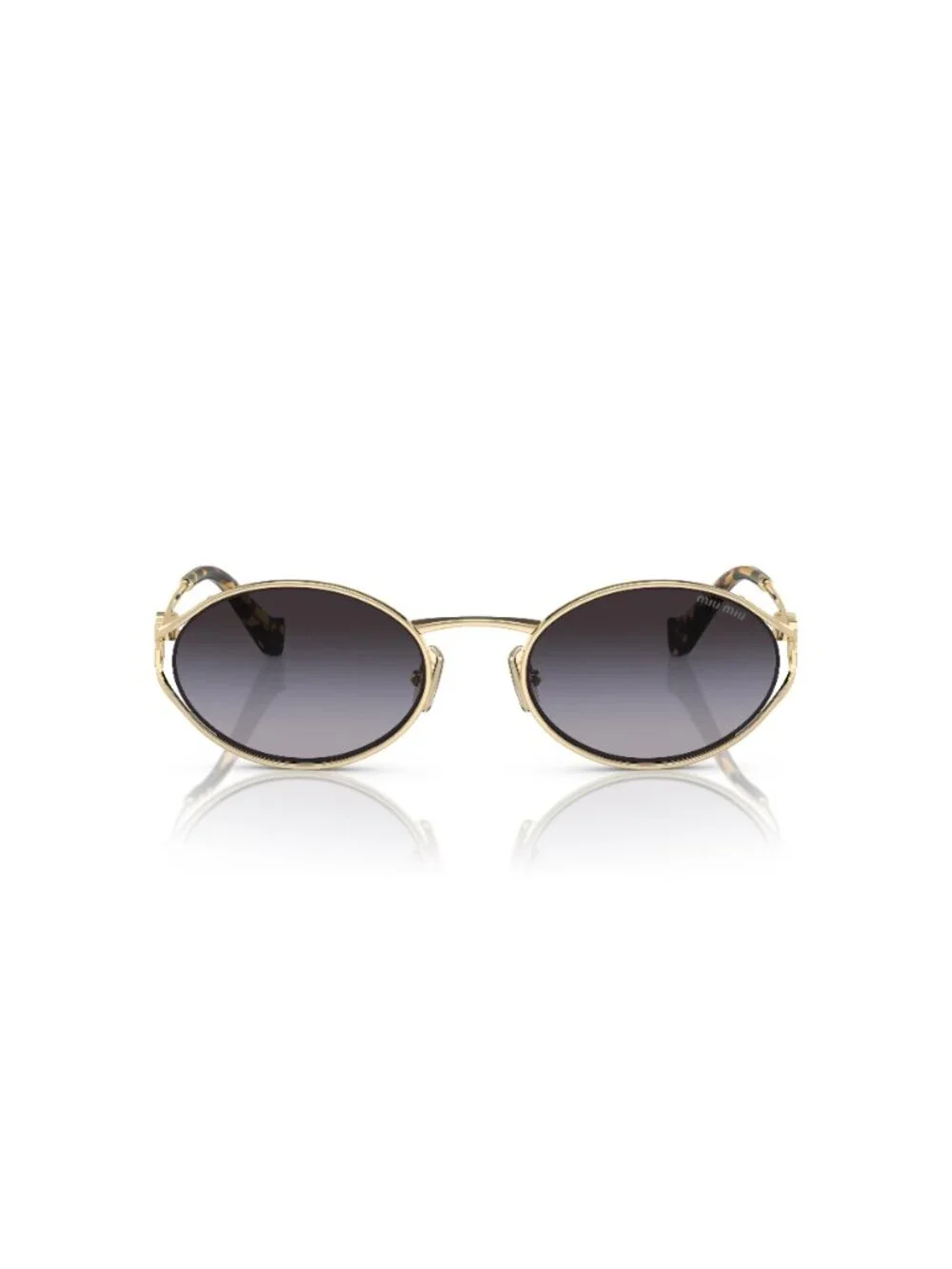 New Miu Miu Women's Sunglasses Gold Round Grey Lens Metal Frame MU 52YS ZVN5D1